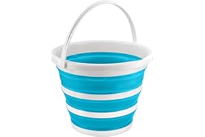 DASHMESH ONLINES Foldable Collapsible 10L Silicone Bucket Potable Space Saving Large Water Bucket with Carry Handle for Water Camping Fishing & Household (Blue)