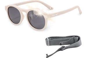 Maesy Gafas de Sol para Bebé y Niño, 1-3 Años, Protección Polarizada UV400, Montura Flexible y Blanda, Cinta Elástica Ajustable, Gafas de Sol Seguras y Cómodas para Niños, Bowi