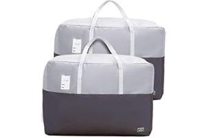 MR HSIUNG & MRS YIN 105L Clothes Storage Bags with Zips, 2 PCS Oxford Cloth Duvet Storage Bag King Size, Breathable Underbed Storage Bags for Clothes, Quilt, Blankets, Bedding, Sturdy Large Storage Bags, No-Smell