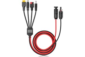 FlexSolar Solar Extension Cable Female and Male 4 in 1 Connector to XT60 DC8mm DC5521 Anderson Adapter 16AWG Solar Charge Connector for Solar Panel Portable Power Station Solar Generator