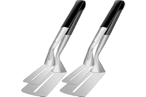 Spatula Tongs for Flipping, Stainless Steel Grill Clamp Spatula Flipper, Double-Sided Shovel Clip for Beefsteak Bread Hamburger BBQ Meats Pizza Pies Bread Fish 2 Pack by ZITSMS(11.6inch)