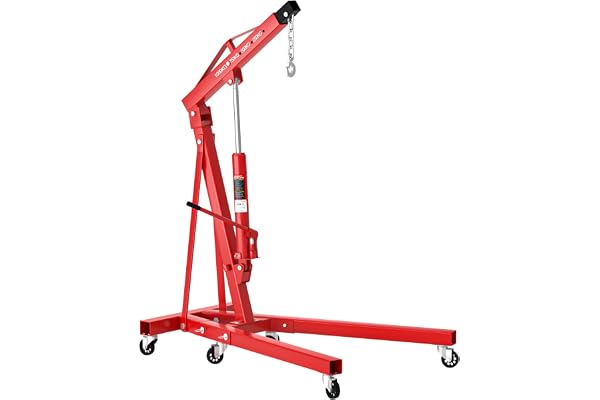 Wiltec Vikbar motorlyft verkstadskran för last upp till 1000 kg lyftarm 857-1133 mm lastkran hydraulisk pickup kran