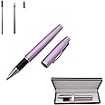 Accod Fashion Ballpoint Pen Student Gel Pen Metal Signature Pen with Two Replaceable Refills Nice Gift for Family and Friend-Gift Box (Purple)