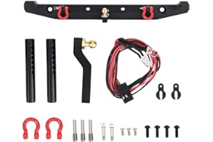 ‎DILWE Dilwe RC Crawler Auto Heckstoßstange Metallstoßstange mit LED-Leuchten Trailer Buckle für SCX10II 90046 Autoteil Zubehör