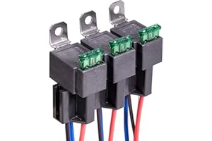 HUAMENGYUAN Relè automobilistico SPDT 12V 30A, relè automobilistico a quattro pin con schienale DC12V, con fusibile 30A, relè motore automobilistico impermeabile, con kit relè automobilistico a 2 fili