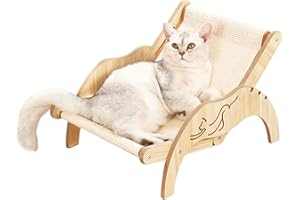 LPOTIUS Katzenbett, Erhöhtes Katzenbett Sofa aus Holz modischer Katzenstuhl mit abnehmbarem Matratzenbezug Belastbar mit 10 kg (35x48cm) geeignet für Katzen, Hunde, Kaninchen, Kätzchen und Kleintiere