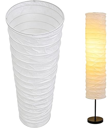 WHAMVOX Papier-Lampenschirm Für Stehlampe – Moderner Ersatzschirm Aus Papier, Faltbar, Hellgelb, Ø25x125 Cm, Für Wohnzimmer, Schlafzimmer & Büro