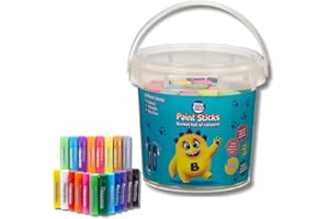 Little Brian Paint Sticks For Kids - 20 Pack Assorted Colours & Fun Storage Bucket - Mess-Free, Easy Clean Up, Fast Drying Action, Vibrant Colours, Multi-Surface, Twist & Paint