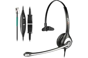 Wantek Telefon Headset RJ9 Mono mit Noise Cancelling Mikrofon, Quick Disconnect, Call Center Kopfhörer für Festnetztelefone Plantronics Avaya Aastra Alcatel Lucent Mitel Gigaset(600QS1)