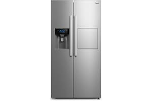 Midea KS-EIX 6.23 Side-by-Side Kühl-/Gefrierkombination/176,5 cm hoch/No Frost/Inverter Compressor/mit Barfach/Wasser-/Eisspender mit Festwasseranschluss/Twin Control, Rostfreier Stahl