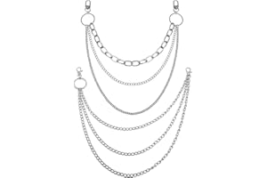Liitata 2 Pcs Hip Hop Pants Chain Fashion Multilayer Jeans Chains Punk Rock Waist Chain for Women Men Girl Boy Silver
