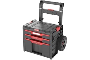 QBRICK SYSTEM Qbrick - System PRO Cart 2.0 Plus Drawer 3 BLACK - Storage Organiser for Work Tools and Work Accessories with High Capacity - Tool Trolley - Customisable