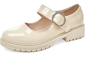 Bviennic Bout Rond Mary Jane Femmes Bride Cheville Escarpins