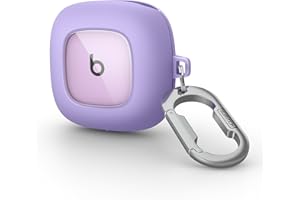 SURITCH Transparent Hülle Kompatibel mit Beats Fit Pro Schutzhülle [Schlankes Design] [Anti-Sturz] Stoßfest TPU Hülle mit Tragbarem Clip Schlüsselanhänger für Beats Fit Pro(Orchideen Lila)