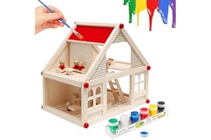 KOKOBOX casa de muñecas de Madera DIY con Muebles para casa de muñecas + Muebles + Personajes, casa en Miniatura, Dos Pisos de Madera Natural, fácil de Montar, casa de Juego para muñecas