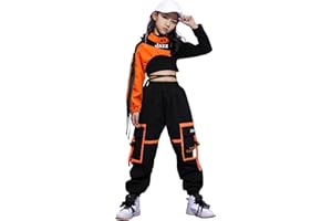 LOLANTA Vêtements de Danse de Rue de Vêtements de Hip-hop de Filles,Chemise à Manches Longues Ensemble Pantalon Cargo