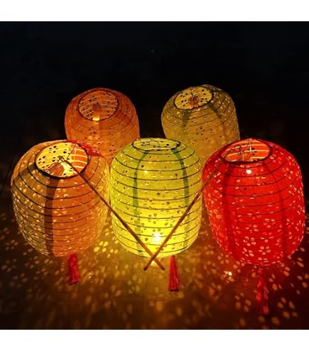 Lot De 5 Lanternes En Papier LED - Style Chinois Japonais Pour Décoration Fête Et Mariage Lot De 5 Lanternes En Papier LED - Style Chinois Japonais Pour Décoration Fête Et Mariage