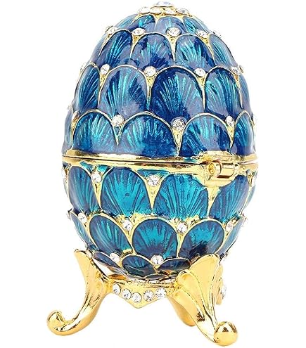 Scatola Portagioie A Forma Di Uovo Con Strass - Decorativa, In Lega Di Zinco, Regalo Elegante - Foto 8