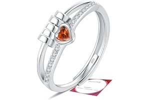 DOA Fidget Rings with Cubic Zircon, Adjustable 925 Sterling Silver Anxiety Rings for Women, Birthstone Thumb Ring for Anxiety Women with Jewellery Box&Card