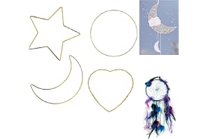 4 stycken drömfångarringar, rund stjärna måne hjärtform makramé-ringar, för drömfångare, makramé, torkade blommor, väggdekora