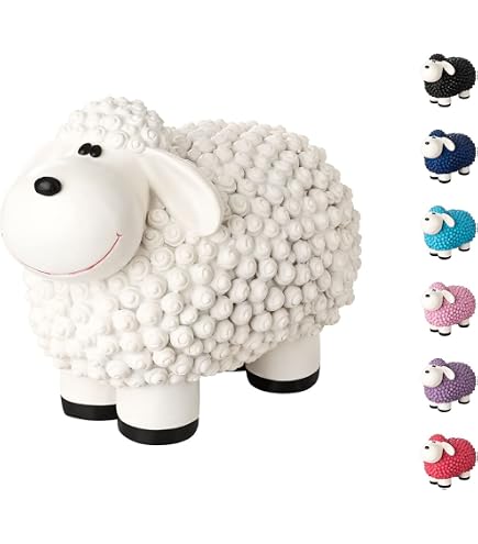 Statuetta Decorativa Pecora Grande Per Giardino - Design Nero/bianco, Resistente Alle Intemperie, 31x13x23 Cm