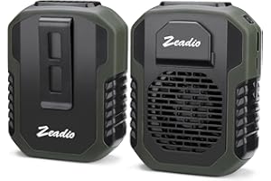 Zeadio Ventilateur à pince pour la taille, 3 vitesses, fonctionnement sur batterie 6000 mAh, ventilateur collier mains libres avec fonction de charge - Vert