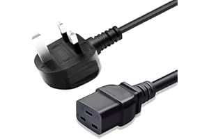 BYDT 3 Meters C19 Power Cable UK Mains Plug to IEC 320 14AWG Extension Cord Leads IEC CI9 Power