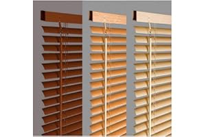 UMLOUT New 120cm Cedar Wood Effect Pvc Venetian Blinds, AVAILABLE IN 10 SIZES AND 4 COLOURS
