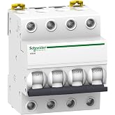 Schneider Electric A9K24463 Thermal Magnetic Automatic Switch, Ik60N, 4P, 63 A, C Curve