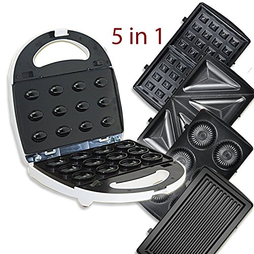 5 in 1 Waffeleisen Nussbäcker Pancakemaker Grill Sentwitchmaker