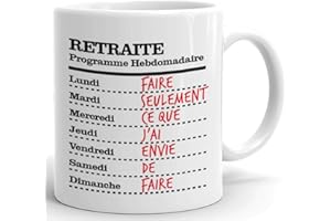 L'Esprit Des Anges Tasse-Mug Cadeau Retraite- Programme Hebdomadaire du Retraité-Original Drole Rigolo Amusant pour Homme ou Femme