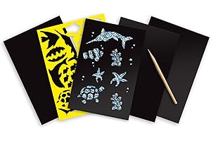 Melissa & Doug Sea Life Scratch Art Sheets – Creative Arts & Crafts Kit with Wooden Stylus & Stencil – Interactive Activity for Kids Age 4 Plus