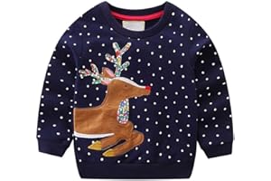 Little Hand Mädchen Pullover Sweatshirt Kinder Warme Weihnachtspullover Weihnachtsmann Puli 2-7 Jahre