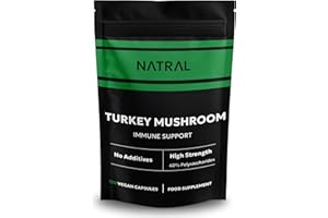 NATRAL Pure Turkey Mushroom Extract - 120 Capsules High Strength 40% polysaccharides from 100% Fruiting Bodies | No Fillers No Additives - Vegan