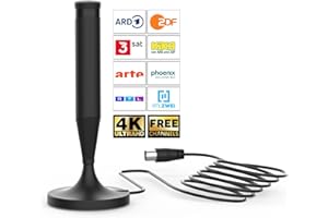 ATOMDREAM TECH DVB-T2 Antenne Zimmerantenne für Fernseher mit Magnetfuß – 360° Empfang für DVB-T & DVB-T2 – Unterstützt 8K 4K 1080P – Kompatibel mit Allen TV-Geräten – 5m Kabel