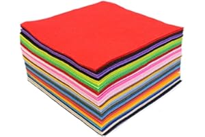 Bright Ideas Felt Sheets. Sheet Size: 22cm x 22cm, PK50 Sheets in 25 Assorted Colours. 1.4mm Thick Polyester Felt Square Sheets for Craftwork Sewing, Patchwork and Arts & Crafts. BI8090.