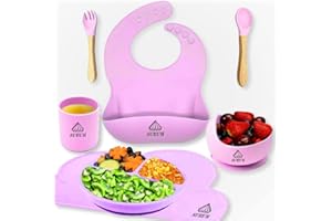 AURUM GOURMET TOOLS Aurum® Plato Ventosa Bebe, Vajilla Bebe, Cuchara Bebe, Platos Vajilla, Cosas Para Bebes, Vajilla Infantil, Plato Bebe Ventosa, Platos Bebe, Cuchara Bebe Aprendizaje, Cubiertos Bebe (Rosa)