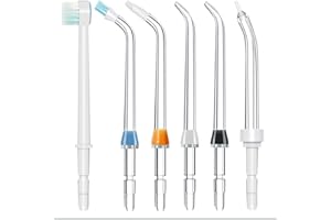 Yaowanguan 6 Pezzi Punte Idropulsore di Ricambio per Waterpik WP-100/WP-250/WP-450/WP-560/WP-660/WP-811/WP-861W/WP-900/WP-940/WP-950(Spazzolino,Placca Dentale,Arancione Ortodontica,Classic,Tascabili)