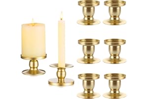 AKOLAFE 8 sztuk świeczników, złote świeczniki, 6 x 6 x 6,5 cm, złoty metalowy styl vintage, dekoracja żelazna, na Boże Narodzenie, wesele, wieniec adwentowy, dekoracja stołu do salonu