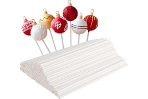 LIERFIS 100 Pièces Baton Sucette Pop Cake, 15 cm Batonnet Pop Cake Bâtonnets en Papier pour Cakepop, Lollipop, Chocolat, Blanc