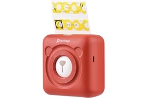 Bisofice PeriPage Mini Impresora, Mini Impresora para movil, Mini Impresora térmica de Bolsillo inalámbrico BT Picture Label Memo Receipt Paper Printer Función de Foto con 1 Rollo de Papel térmico