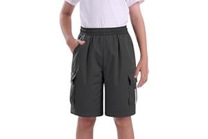 Kids4everPantaloncini Estivi per Bambini Leggeri, ad Asciugatura Rapida con Tasche Laterali, per Ragazzi dagli 8 ai 14 Anni