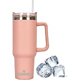 1182 ml 40 oz Coffee Mug to Go Double-Walled Stainless Steel Vacuum Insulated Mug with Handle and Straw Portable Car Mug Tumbler Thermal Mug Coffee Cup for Hot and Cold Drinks