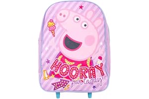 NMB FASHIN FASHION AS UNIQUE AS YOU ARE NMB Fashion Foldable Kids Travel Trolley Backpack - Wheeled Carry-On Suitcase Rucksack with Favorite Character Design for Children (Standard Peppa Pig Hooray Trolley)