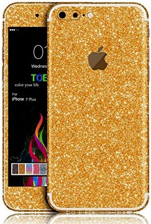 iPhone 7 Plus Sticker, Toeoe Bling Crystal Diamond Decal Skin with a Clear Case for iPhone 7 Plus Gold