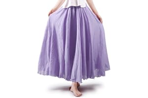 Aeslech Women's Bohemian Elastic Waist A Line Flowy Maxi Long Skirts
