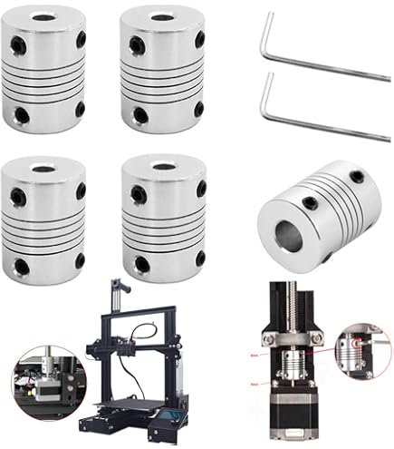 10 Giunti Flessibili 5mm-8mm Per Stampanti 3D - NEMA 17, In Alluminio, Con Chiave Brugola - Foto 4