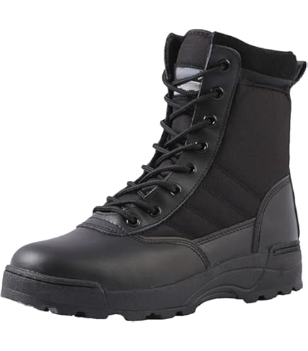 Stivali Militari Uomo Stivali Tattici Militari SWAT Neri Brandit - Stivali Da Combattimento Impermeabili, Outdoor, Robusti Scarpe Militari Antiscivolo