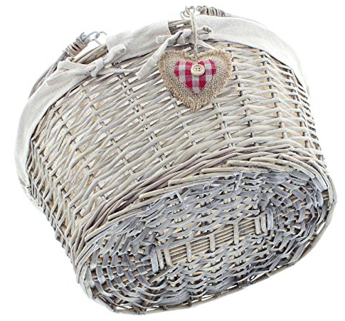 SIDCO ® Korb Alpenherz oval Einkaufskorb Füllkorb Weide Dekokorb mit Henkel Weidenkorb - 3