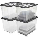 Iris Ohyama, Saklama kutuları, saklama kutusu &ccedil;ok fonksiyonlu, 4'l&uuml; set plastik kutu 60 L, kapak, ergonomik sap, &ccedil;atı katı, o